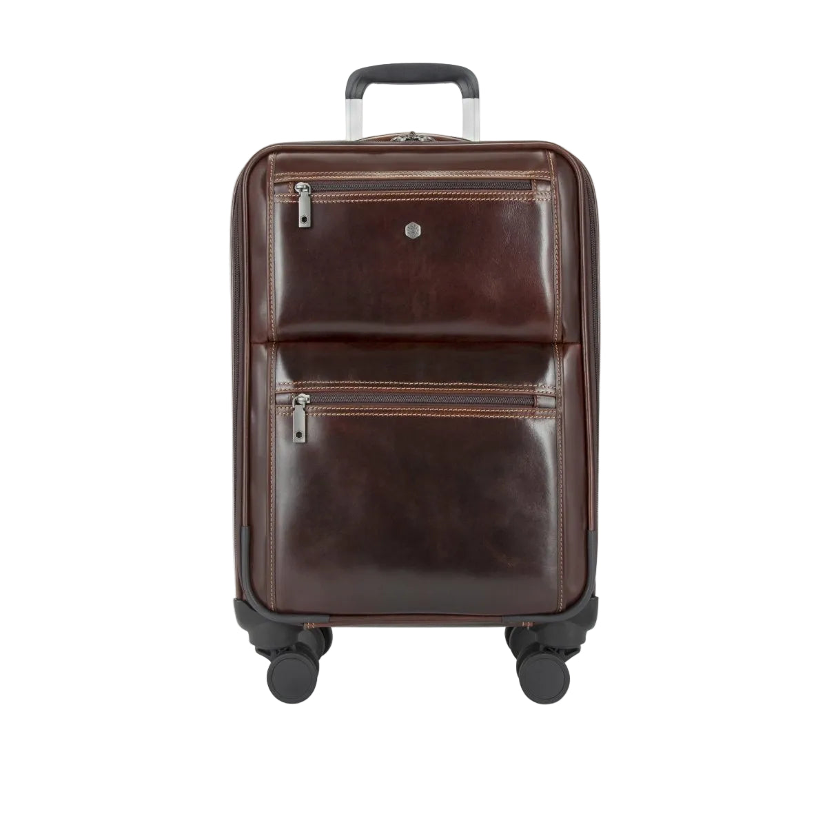 Oxford Cabin Trolley Four-Wheeled Leather Carry-On Bag Mocha