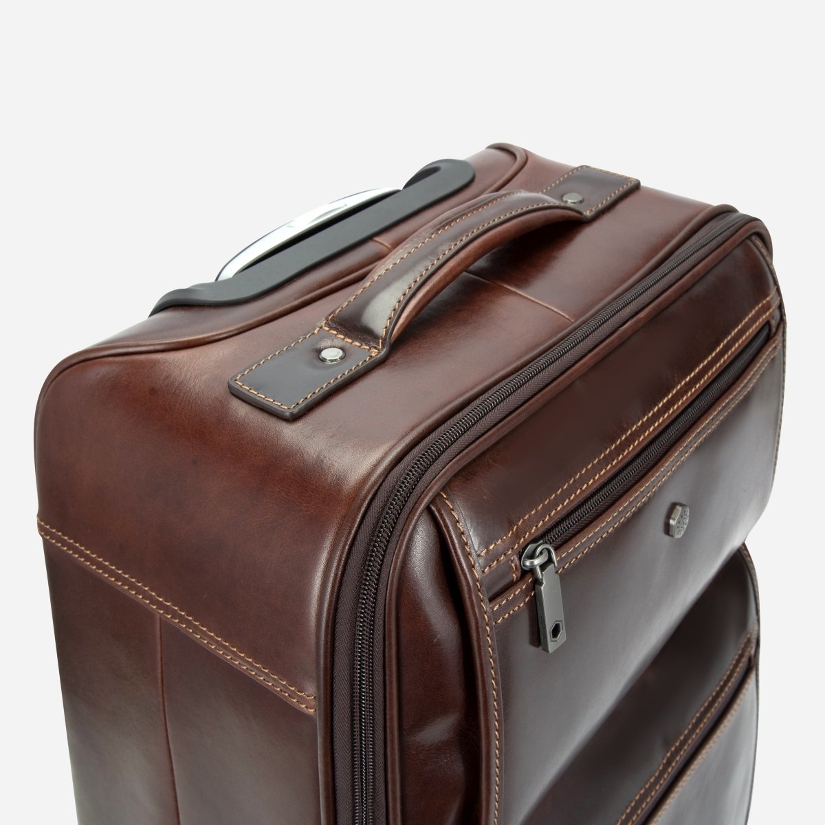 Oxford Cabin Trolley Four-Wheeled Leather Carry-On Bag Mocha