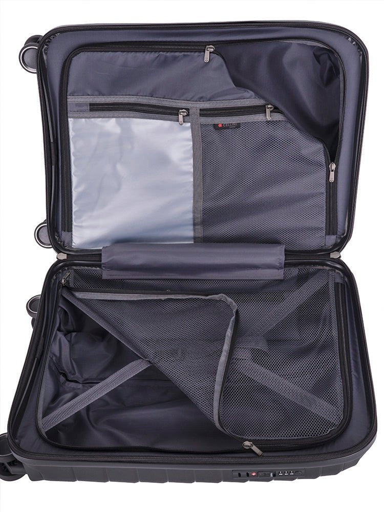 Cellini Grande 4-Wheel Carry-On Trolley Case | Black - iBags - Luggage & Leather Bags