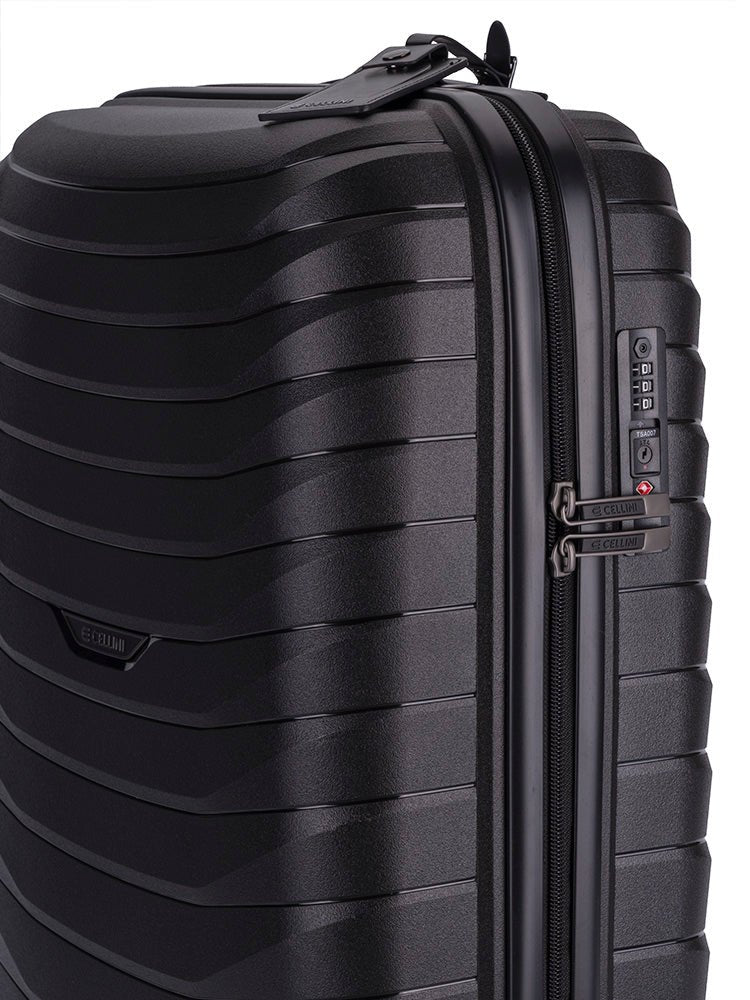 Cellini Grande 4-Wheel Carry-On Trolley Case | Black - iBags - Luggage & Leather Bags