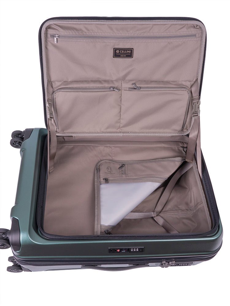 Cellini Versa Medium Front Loader 4 Wheel Trolley Case | Green - iBags - Luggage & Leather Bags