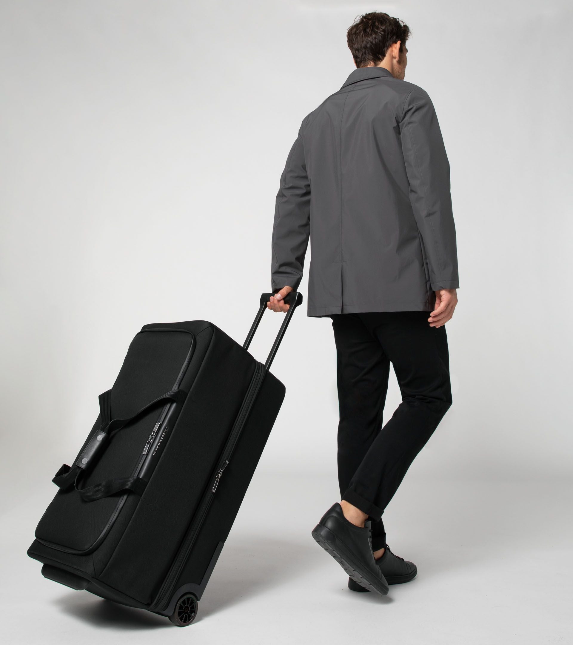 Bric's Roadster Nylon Rolling Duffle Checked Bag Black