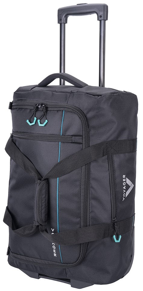 Voyager Trek 2-Wheel Carry-On Trolley Duffel | Black - iBags - Luggage & Leather Bags