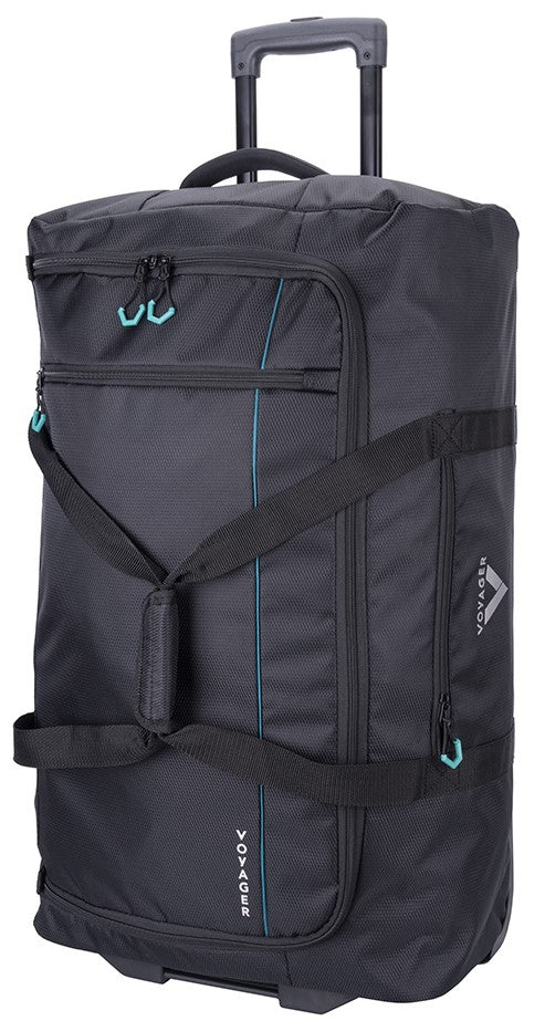 Voyager Trek Large 2-Wheel Trolley Duffel | Black - iBags - Luggage & Leather Bags