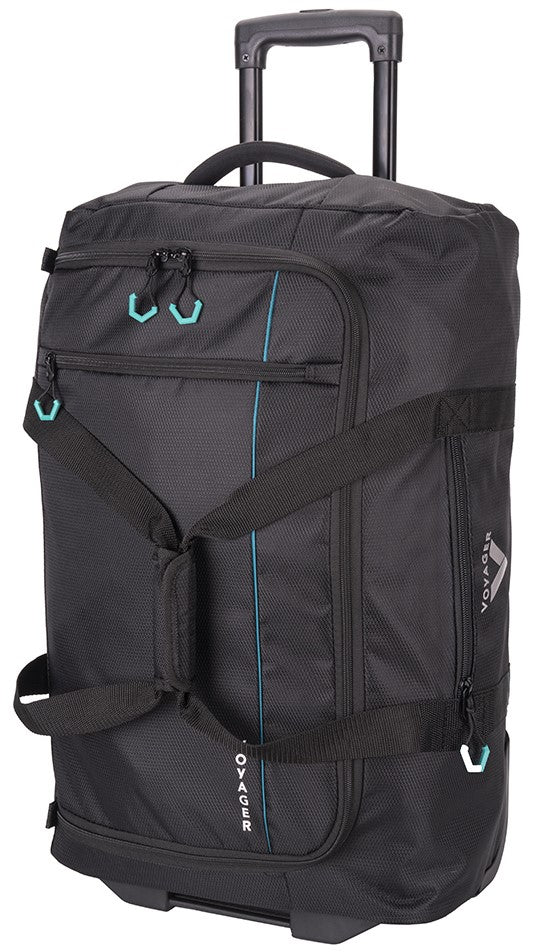 Voyager Trek Medium 2-Wheel Trolley Duffel | Black - iBags - Luggage & Leather Bags