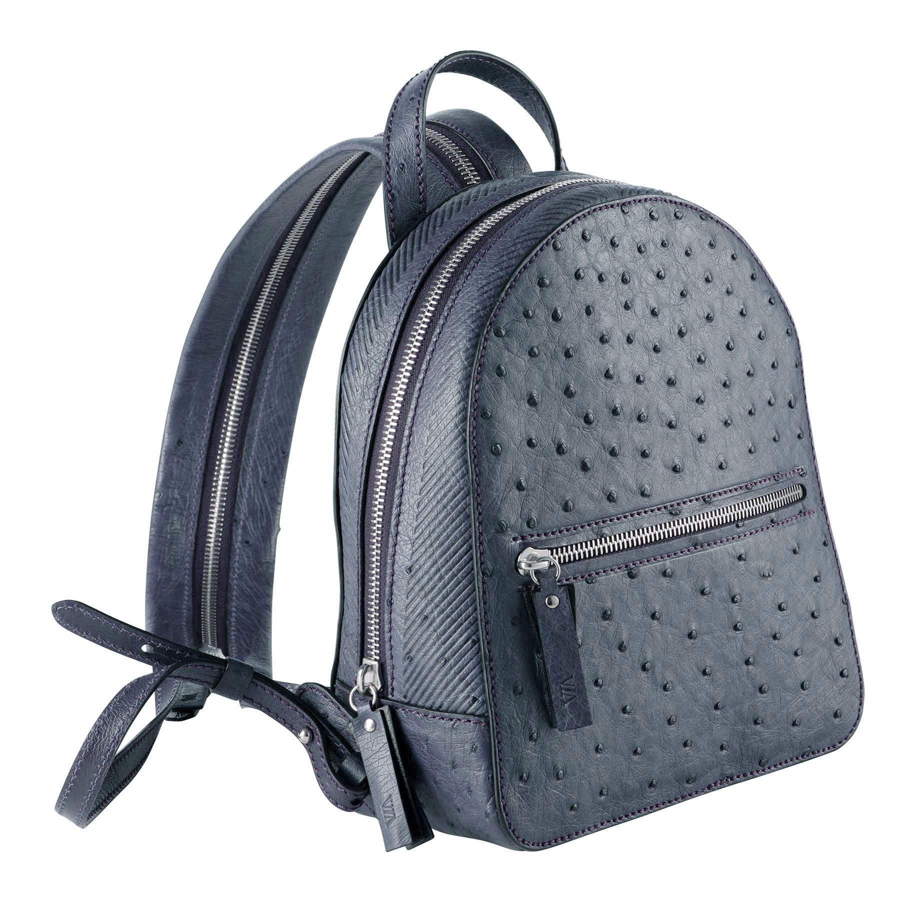 alexa laptop backpack Alexa Ostrich Quill Leather Backpack Blue - iBags