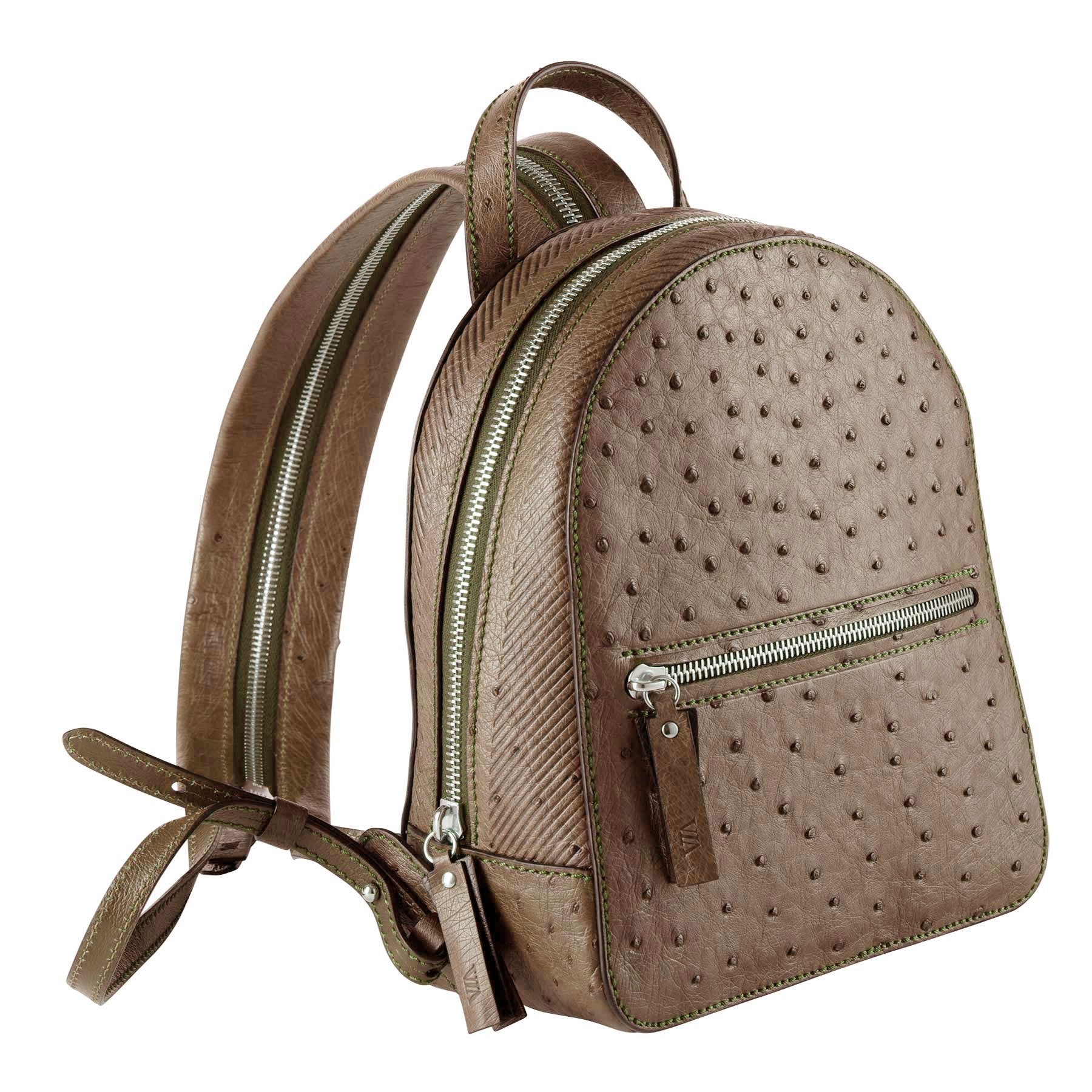 Alexa Ostrich Quill Leather Backpack Pepper - iBags - Luggage