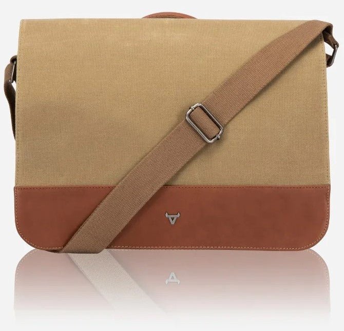 Brando Duvall Messenger Bag | Khaki - iBags - Luggage & Leather Bags