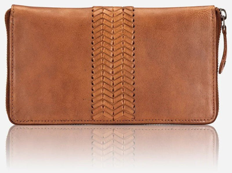Brando Seymour Davis Large Zip Around Purse | Cognac - iBags - Luggage & Leather Bags