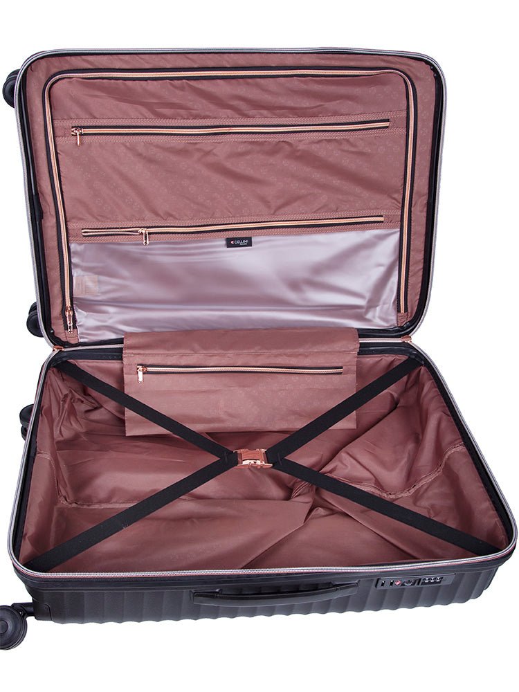 Cellini Allure Hardshell 4 Wheel Medium Trolley | Black - iBags - Luggage & Leather Bags