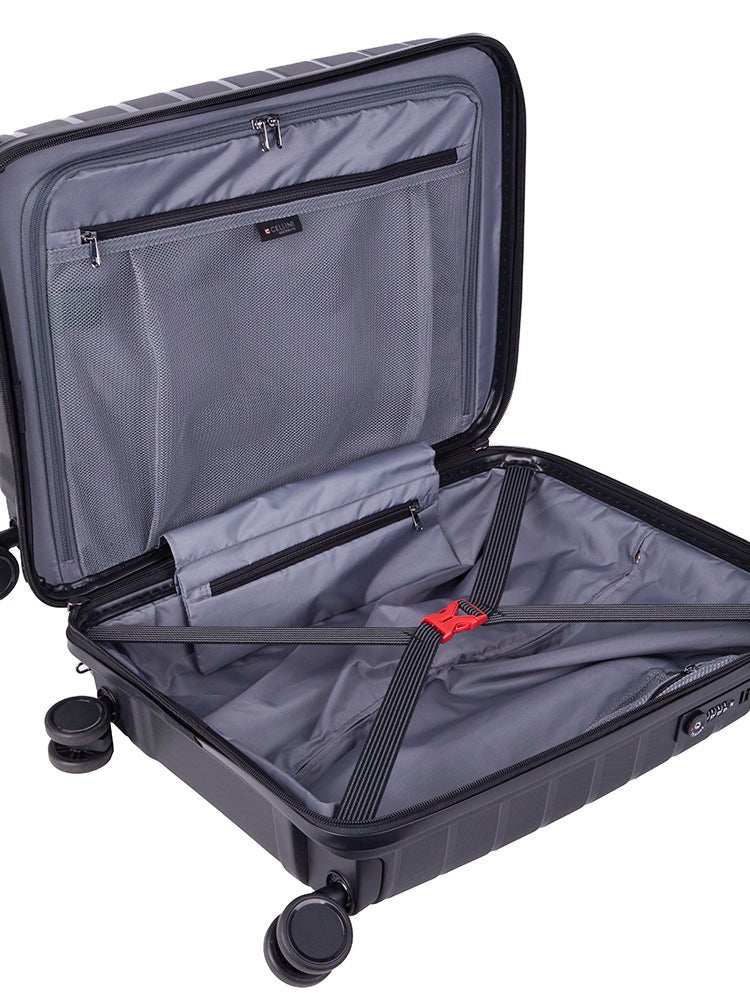 Cellini Microlite Hardshell 53cm Spinner Carry On Black (2.43kg) - iBags - Luggage & Leather Bags