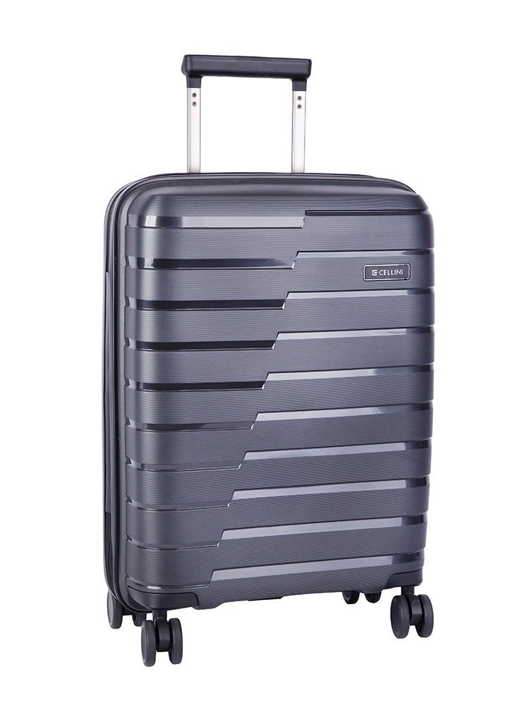 Cellini Microlite Hardshell 53cm Spinner Carry On Charcoal (2.43kg) - iBags - Luggage & Leather Bags