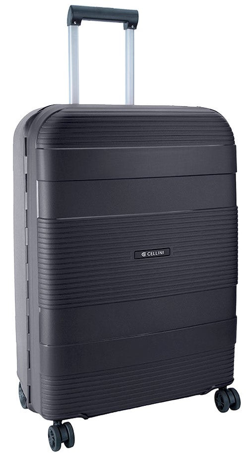 Cellini Safetech Medium 4 Wheel Trolley Case | Black - iBags - Luggage & Leather Bags
