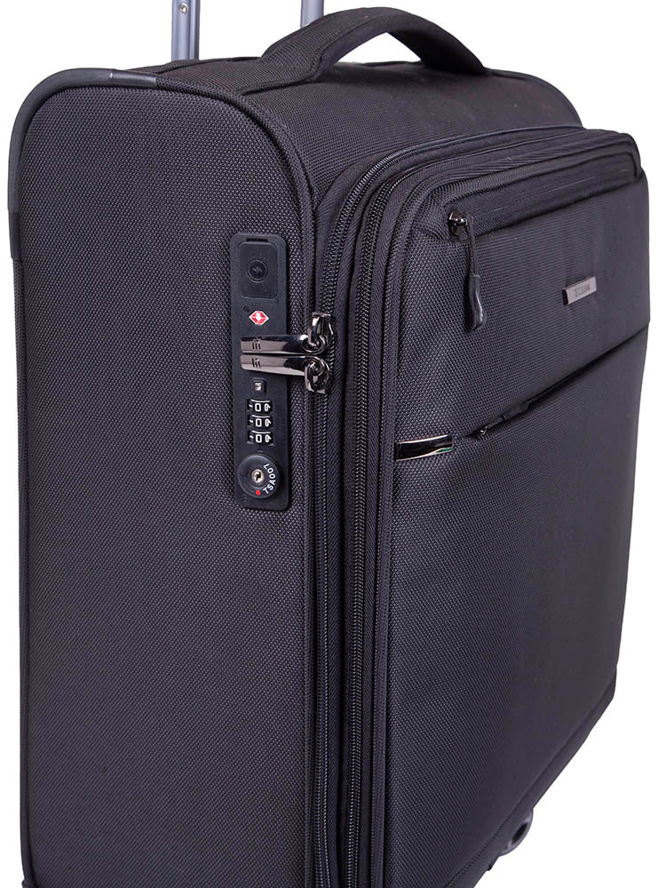 Cellini Smartcase 4 Wheel Carry On Trolley | Jet Black - iBags - Luggage & Leather Bags