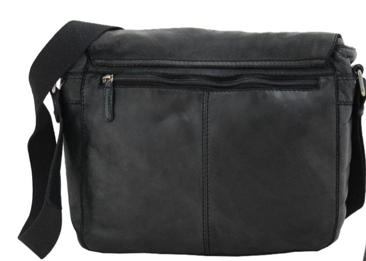 Dakar Vintage Leather 13" Messenger Bag | Black - iBags.co.za