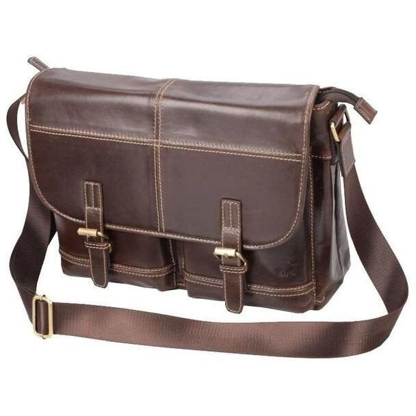 Dakota Leather Trendy Messenger Bag | Brown - iBags.co.za