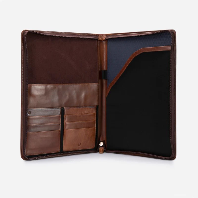 Jekyll and Hide Oxford Zip Around A4 Folder | Espresso - iBags - Luggage & Leather Bags