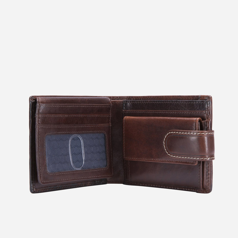 Jekyll & Hide Oxford Leather Wallet with Tab Closure | Coffee - iBags - Luggage & Leather Bags