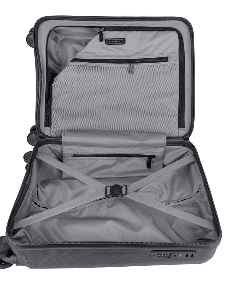 Jo Borkett Gatsby 4-Wheel Trolley Carry-On | Charcoal - iBags - Luggage & Leather Bags