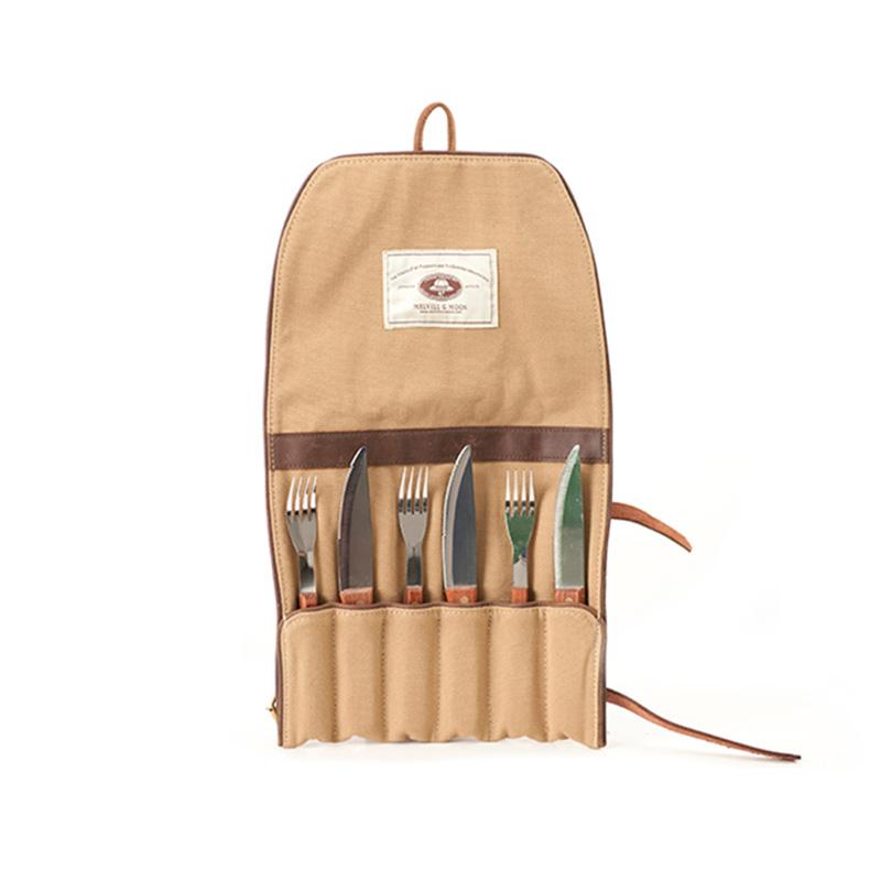 Melvill & Moon Steak Knife & Fork Roll - Khaki - iBags.co.za