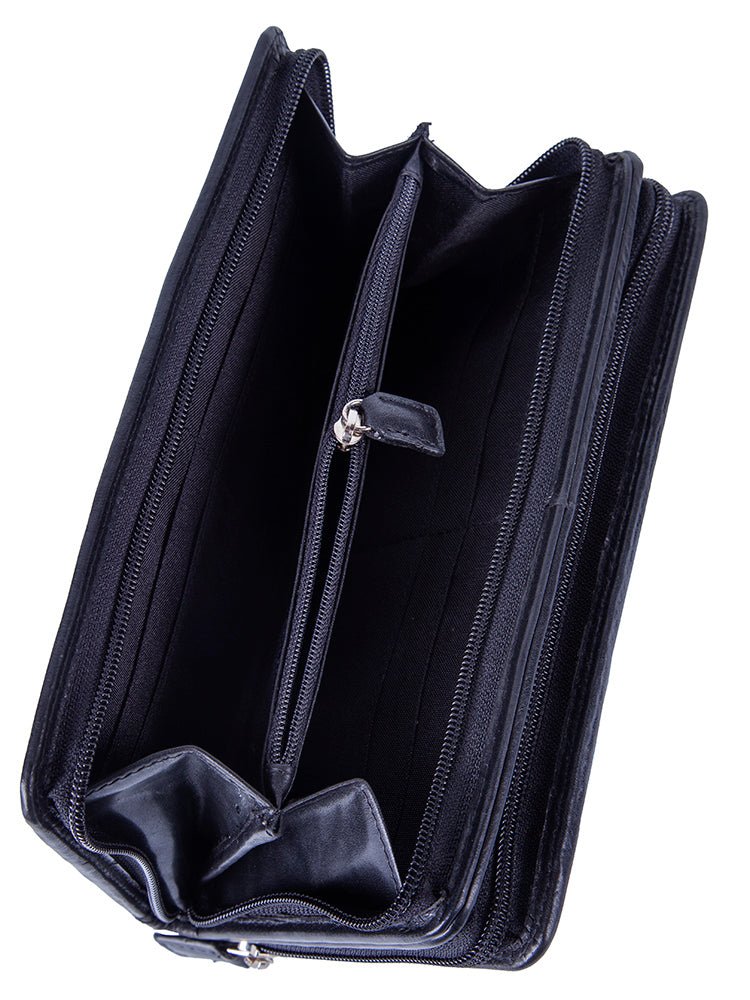 Polo Kenya Double Zip Travel Wallet | Black - iBags - Luggage & Leather Bags