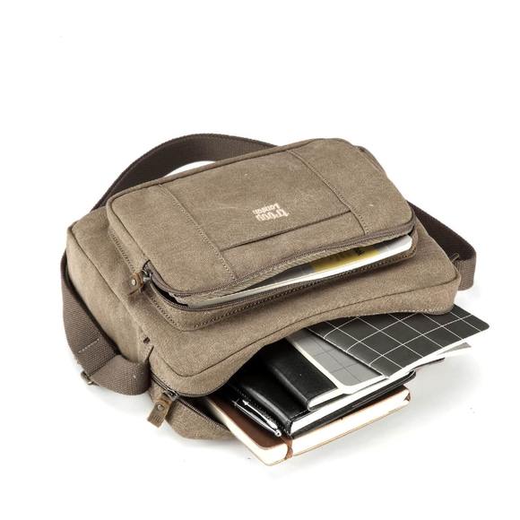 Troop London Organic Cotton Across Body Bag | Brown - iBags.co.za