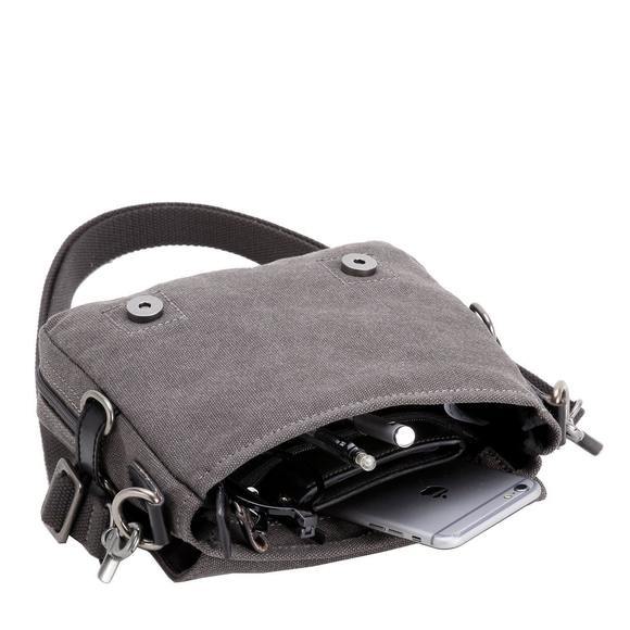 Troop London Organic Cotton Across Body Small Travel Bag | Charcoal - iBags.co.za