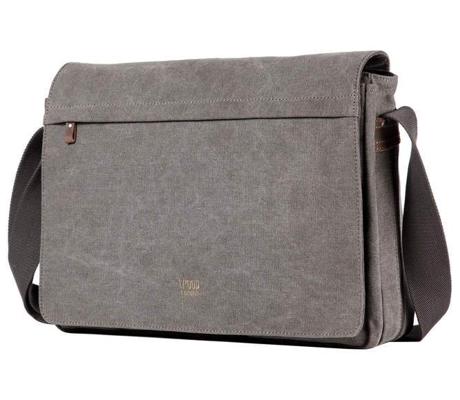 Troop London Organic Cotton Laptop Large Messenger Bag | Charcoal - iBags.co.za