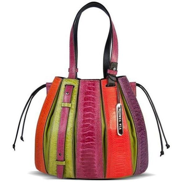 Via Veneta Provoque Fern Ostrich Leg Handbag | Multi - iBags.co.za