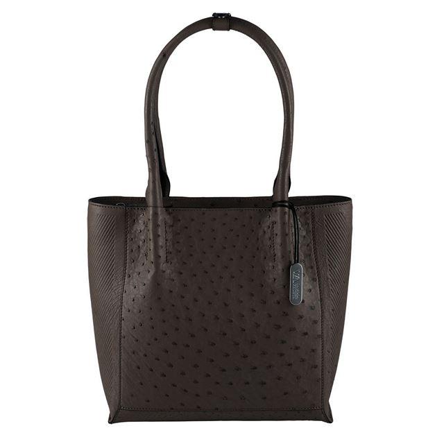 Via Veneta Vada Ostrich Quill Leather Handbag | Nicotine Brown - iBags | South Africa's Best Luggage & Bags