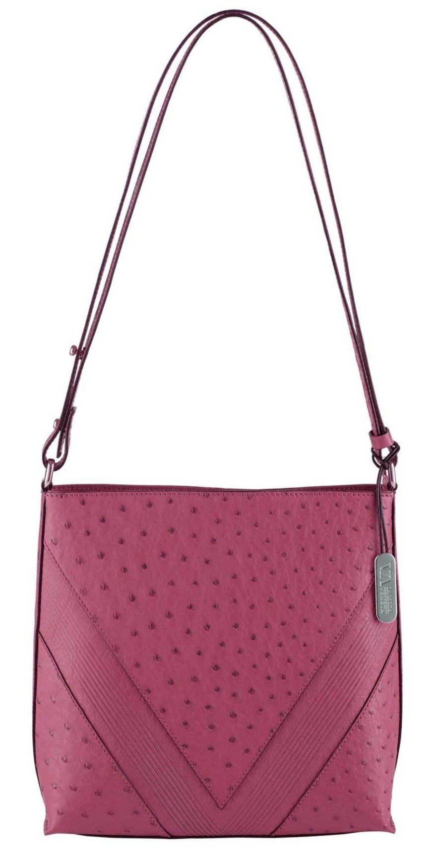 Via Veneta Vera Ostrich Quill Leather Handbag | Pink - iBags.co.za