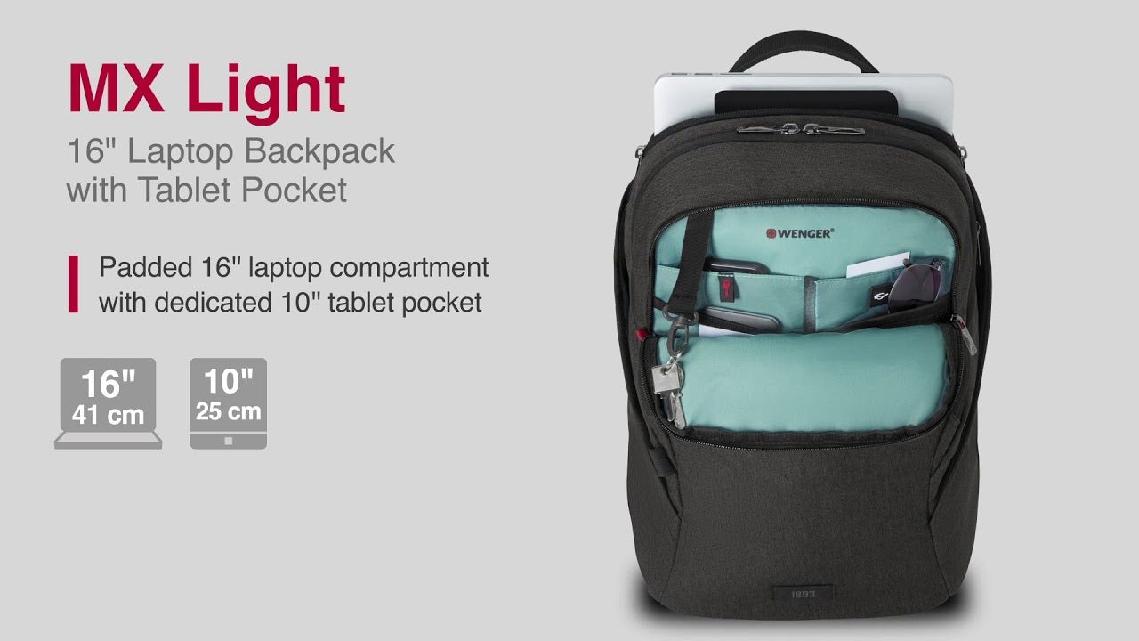 Wenger 16" MX Light Laptop Backpack | Grey - iBags - Luggage & Leather Bags