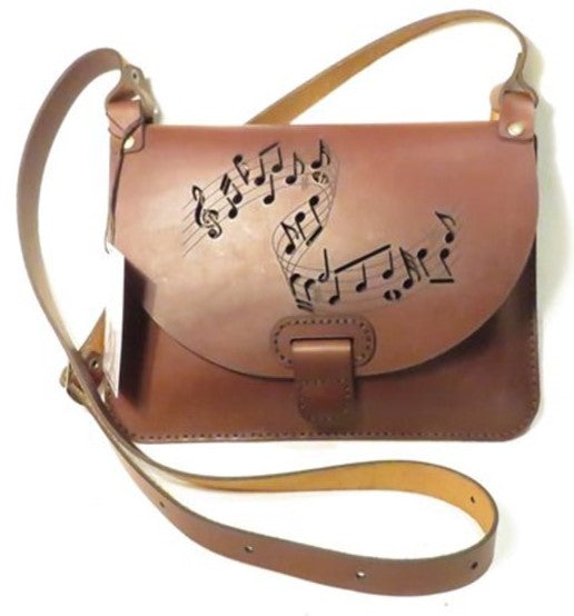 Yuppie Music Notes Design Genuine Leather Clutch Handbag | Engraved On The Inside “A Bag Of Love / ‘N Sakkie Liefde” - iBags - Luggage & Leather Bags