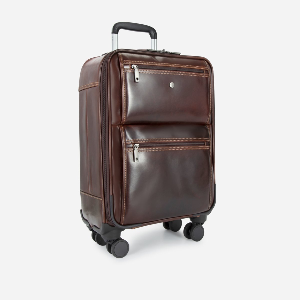 Oxford Cabin Trolley Four-Wheeled Leather Carry-On Bag Mocha