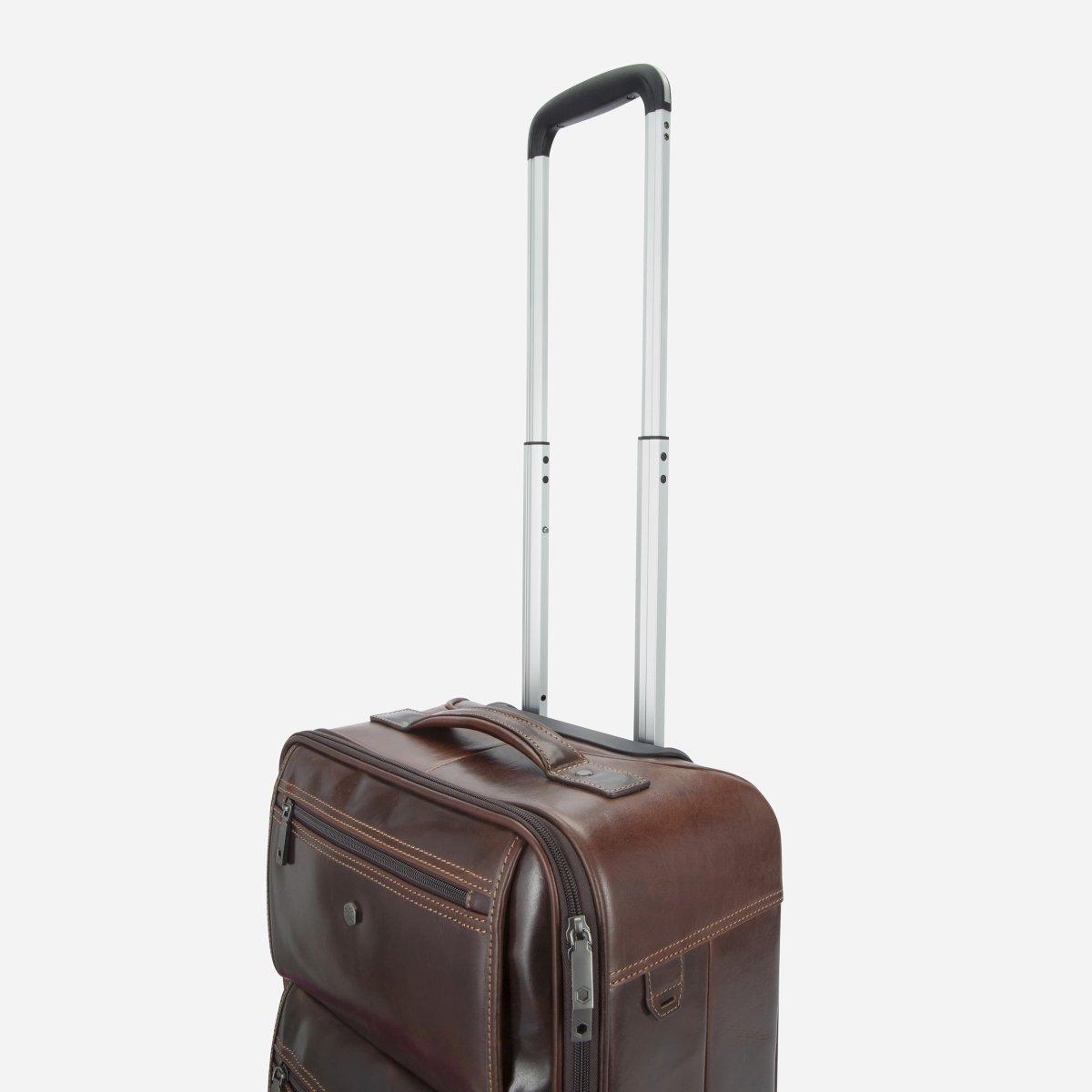 Oxford Cabin Trolley Four-Wheeled Leather Carry-On Bag Mocha