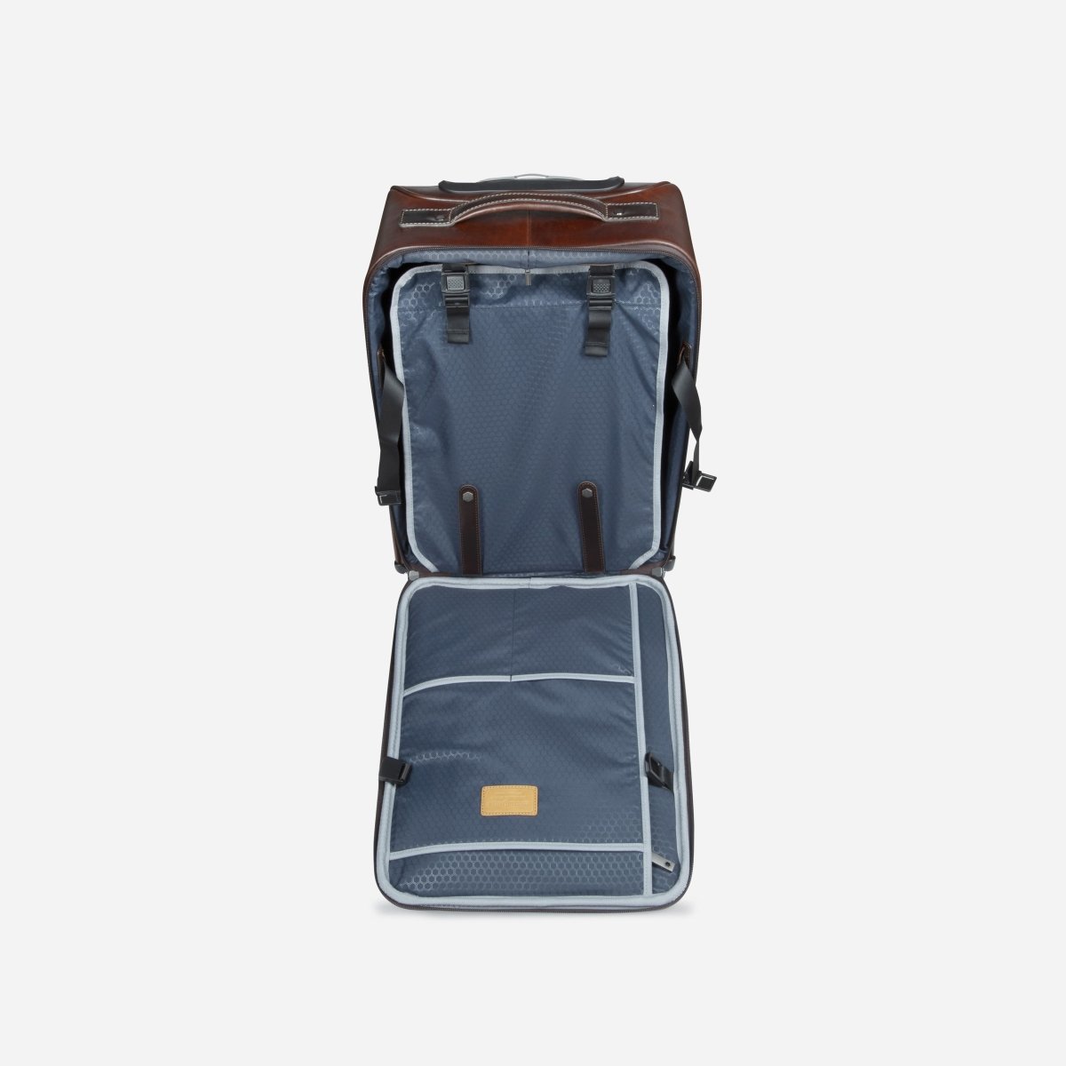 Oxford Cabin Trolley Four-Wheeled Leather Carry-On Bag Mocha