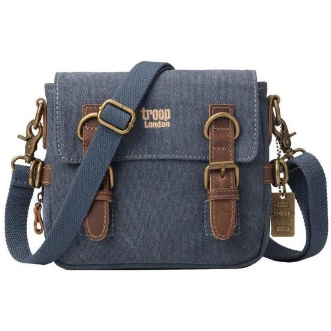 Troop London Organic Cotton Across Body Small Travel Bag | Blue