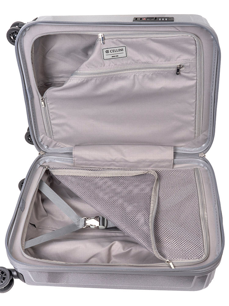 Cellini Compolite 4 Wheel Carry On Trolley | Silver - iBags - Luggage & Leather Bags