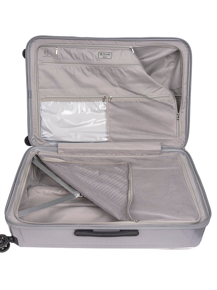 Cellini Compolite Large 4 Wheel Trolley Case | Silver - iBags - Luggage & Leather Bags