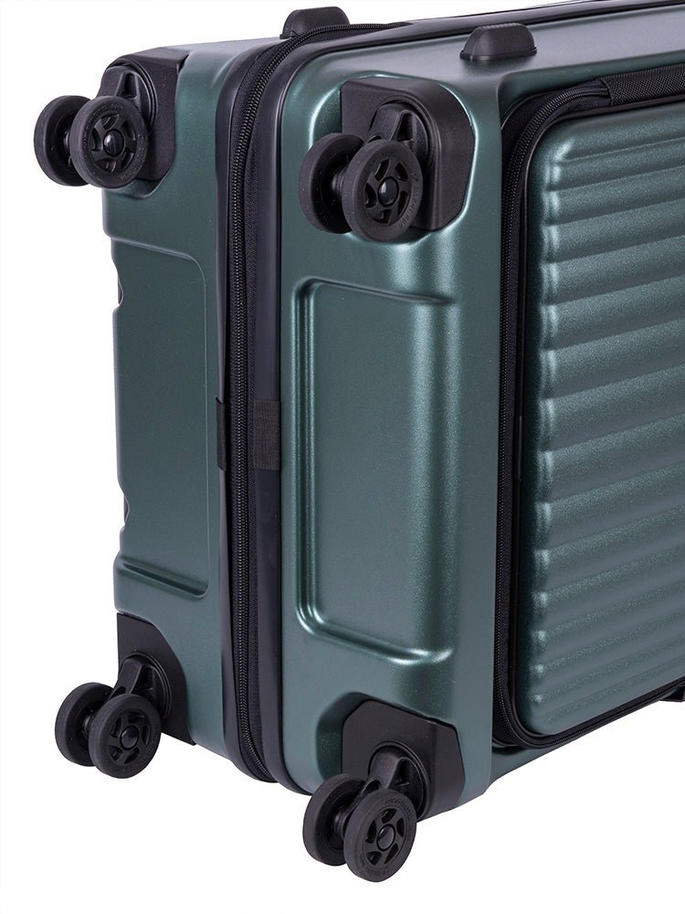 Cellini Versa Medium Front Loader 4 Wheel Trolley Case | Green - iBags - Luggage & Leather Bags