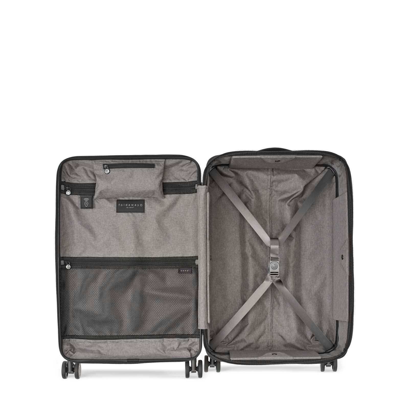 Senz° Foldaway Medium Check In Trolley | Pure Black - iBags - Luggage & Leather Bags