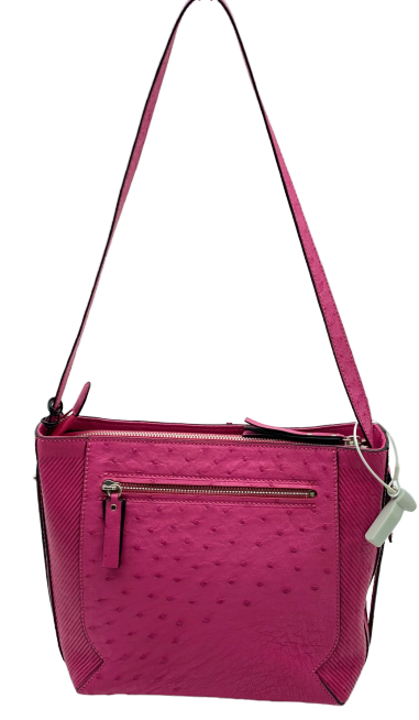Via Veneta Julie Ostrich Quill Leather Small Elegant HandBag Pink - iBags.co.za