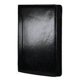 Adpel A4 Italian Leather Zip-around Folder with Pad Black - iBags.co.za