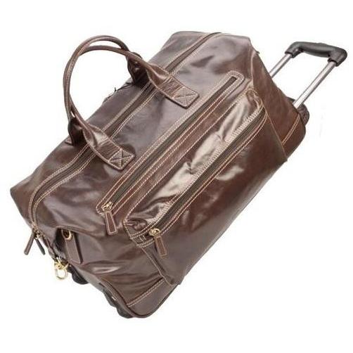 Adpel Dakota Leather Skyline Trolley Travel Bag | Brown - iBags.co.za
