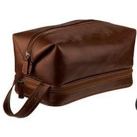 Adpel Italian Leather Toiletry Bag Brown - iBags.co.za