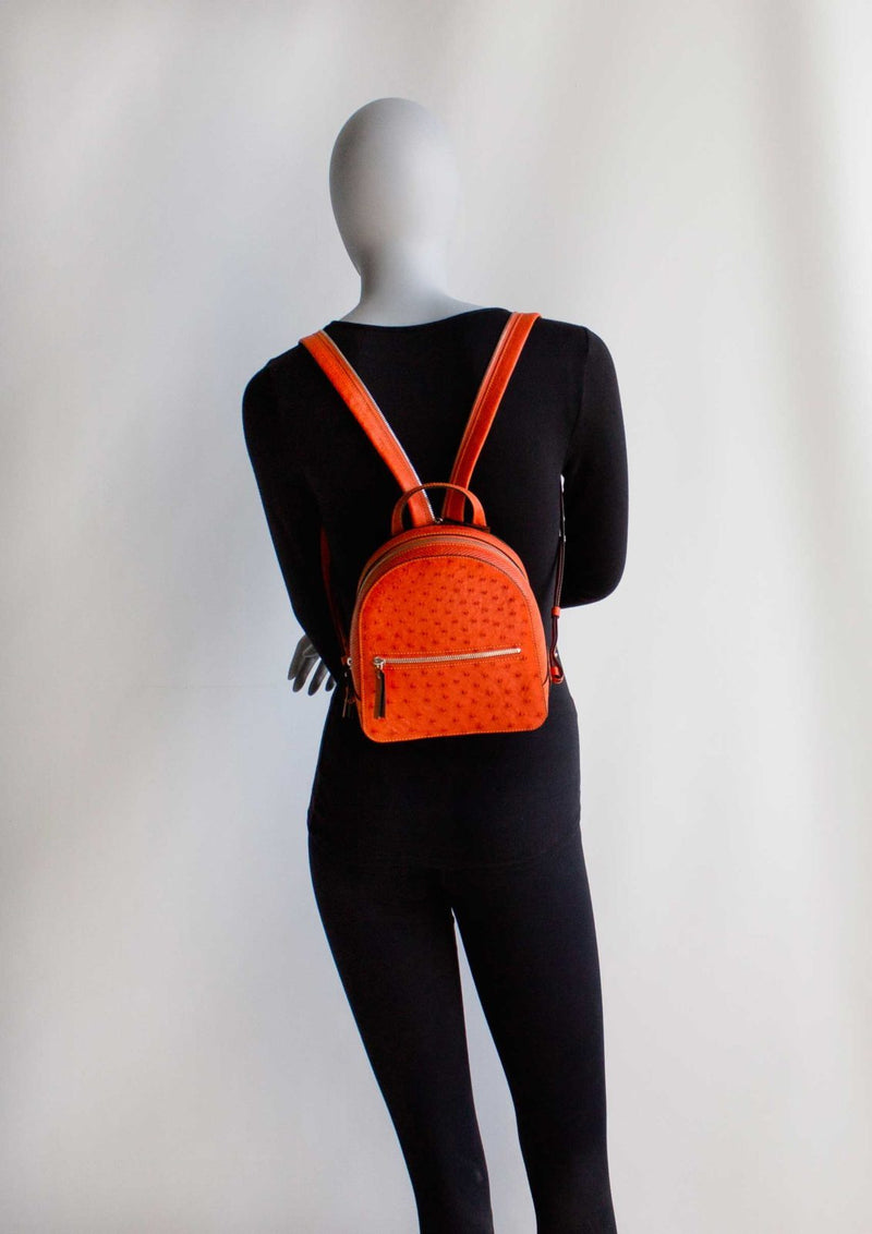 Alexa Ostrich Quill Leather Backpack Blue - iBags.co.za