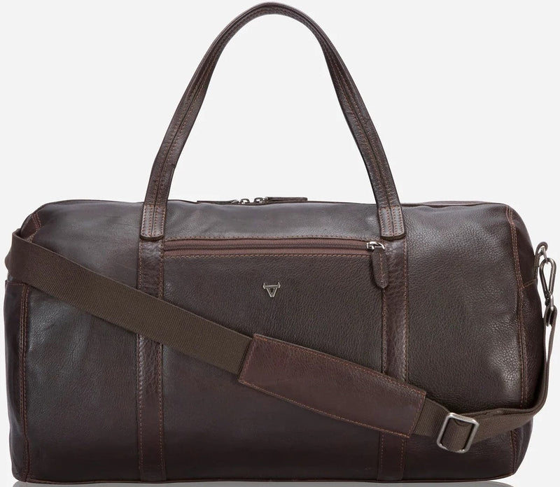 Brando Kudu Leather Military Style Duffle | Brown - iBags - Luggage & Leather Bags