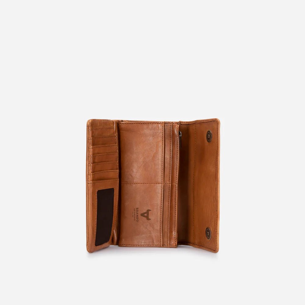 Brando Seymour Hepburn Purse With Flap | Tan - iBags - Luggage & Leather Bags