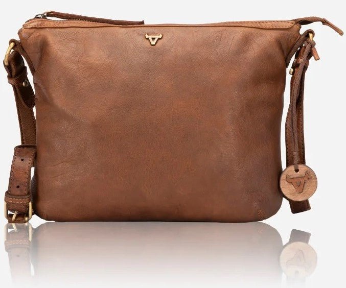 Brando Winslet Cross Body Bag | Cognac - iBags - Luggage & Leather Bags