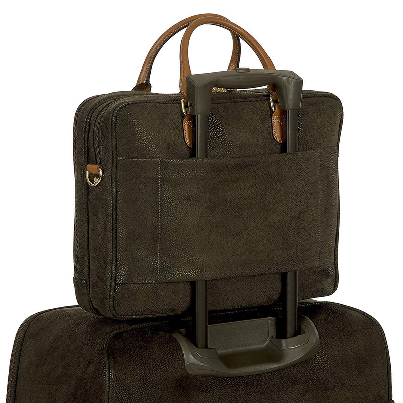 Bric's Life Business Tablet Large Laptop Briefcase | Olive - iBags - Luggage & Leather Bags